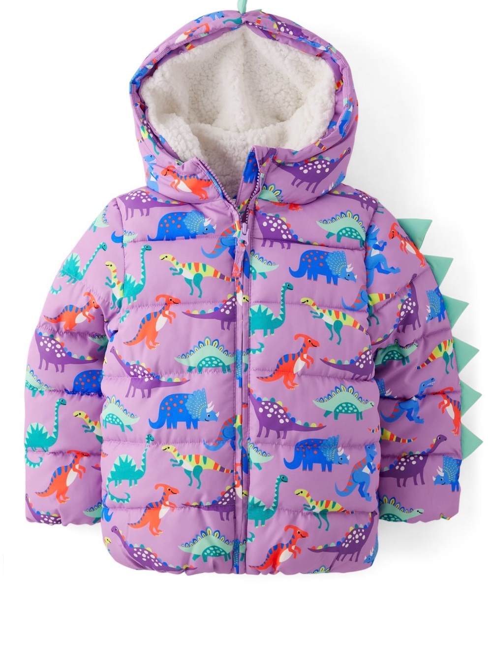Gymboree Purple Dinosaur Puffer Coat with Hood and Tail Spikes